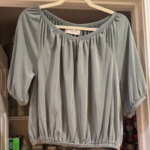 Lucky Brand Light Sage Gathered Neck Blouse